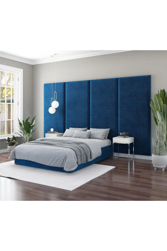Image of Aspire Large Upholstered Headboard Wall Panel, UK Made Navy