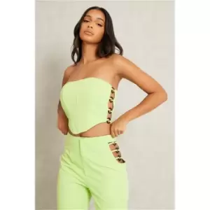 image of I Saw It First Lime Green Ring Detail Bandeau Crop Top - Green