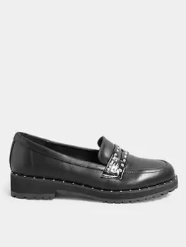 Image of Long Tall Sally Studded Loafer - Plain Black, Size 10, Women