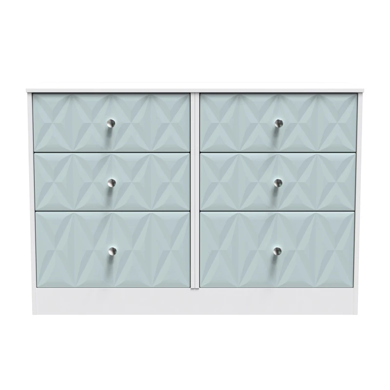 Image of San Jose Ready Assembled Matt Duck Egg Blue & White 6 Drawer Chest (H)792mm (W)1117mm (D)395mm