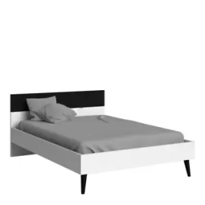 Oslo Euro Double Bed (140 X 200) In White And Black Matt