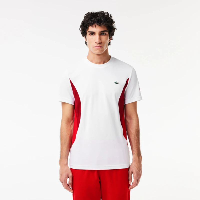 Image of Lacoste Novak Djokovic piqu Lacoste Sport T-Shirt - White White S