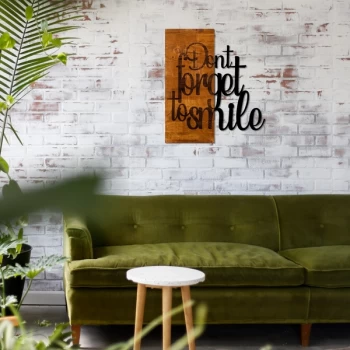 Image of Dont Forget To Smile Walnut Black Decorative Wooden Wall Accessory