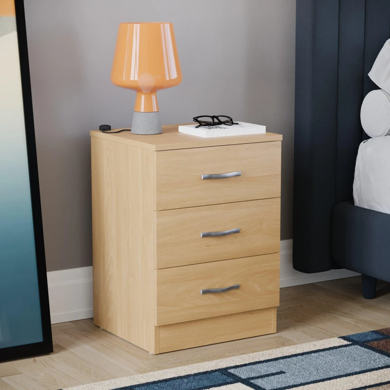 Image of Lassic Vida Designs Riano 3 Drawer Bedside Chest Pine unisex 3 Drawer