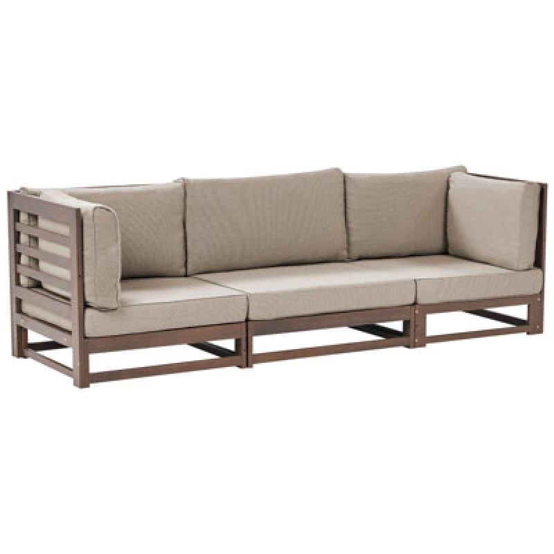 Image of Beliani Garden Sofa 3 Seater Trani Modular Certified Acacia Wood Dark Brown