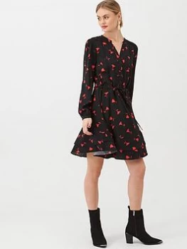 Image of Oasis Rose Bud Shirt Dress - Multi/Black, Multi Black, Size 10, Women