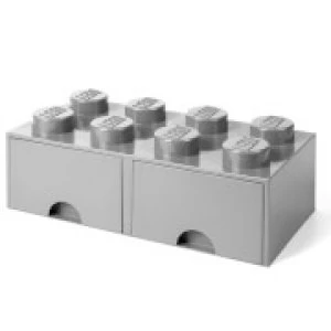 image of LEGO Storage 8 Knob Brick - 2 Drawers (Medium Stone Grey)