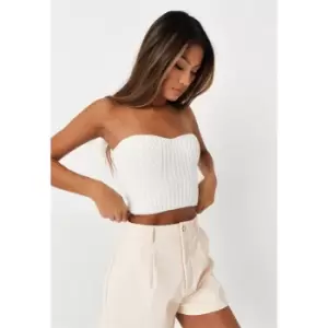 image of Missguided Chunky knit bandeau top - Cream