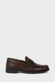 Image of Mens Leather Smart Textured Tan Penny Loafers