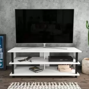 Image of Pueblo 120 Cm Wide tv Stand, tv Console, tv Unit Storage With Open Shelves For Living Room, Bedroom, Hallway - Black And White - Black / White