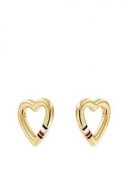 image of Tommy Hilfiger carnation gold plated heart earrings, One Colour, Women