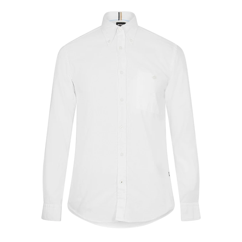Image of Boss Mens S-ROAN-BD Long Sleeve Oxford Shirt White male S