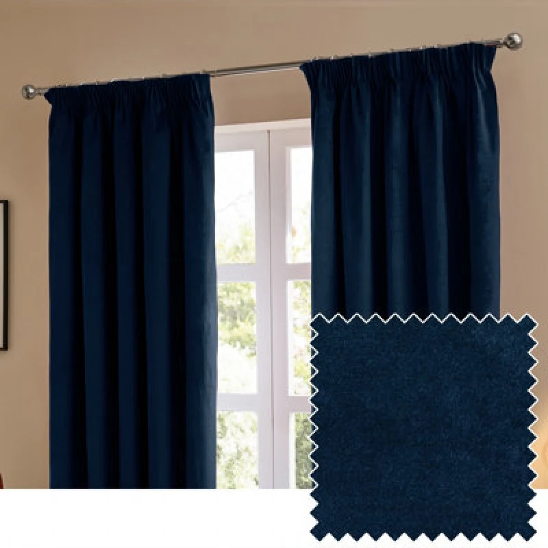 Image of Furn. The Ultimate Velvet Room Darkening Pencil Pleat Curtain Pair, Royal, (W)117X (D)137Cm