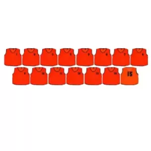 Image of (Pack of 15) Mesh Numbered 1 - 15 Training Bibs Fluo Orange Adult