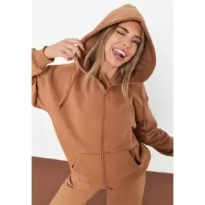 image of Missguided Oversized Zip Thru - Brown