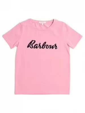 Image of Barbour Girls Rebecca Logo T-Shirt, Vintage Rose, Size Age: 12-13 Years, Women