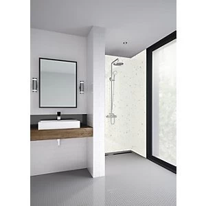 Mermaid Elite Quartzo Bianco Tongue & Groove Single Shower Panel - 2420 x 600mm