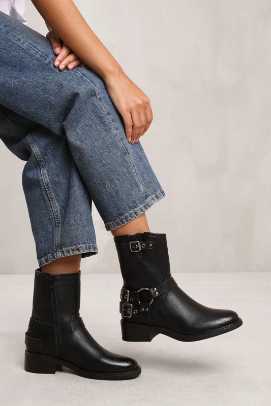 Image of Where's That From 'Micah' Ankle Boot With Buckle Detailing Black