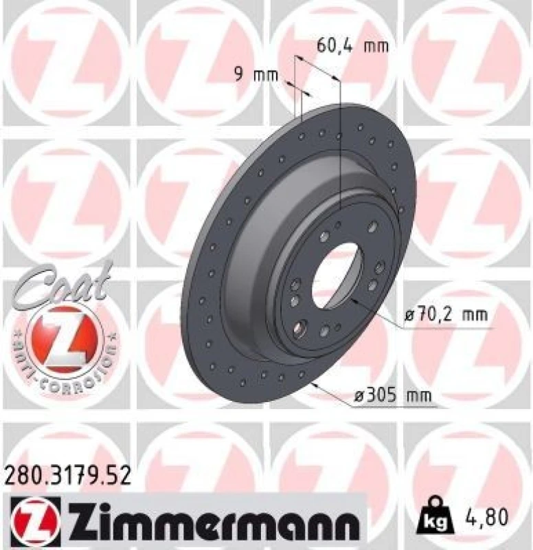 Image of ZIMMERMANN Brake disc ZIMMERMANN 280.3179.52