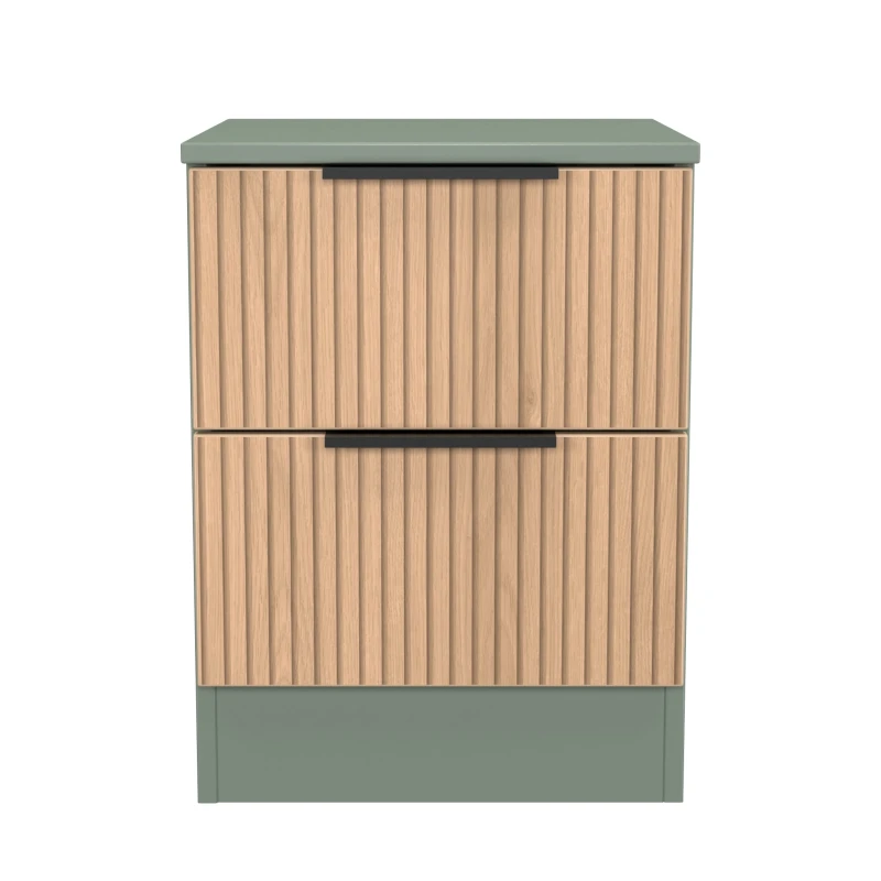 Image of Welcome Furniture Ready Assembled Java 2 Drawer Bedside Cabinet, Green JAV005SERG