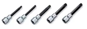Image of Beta Tools 920XZNL/S5 5pc 1/2" Sq Drive XZN 12 Pt Bit Socket Driver Rail Set