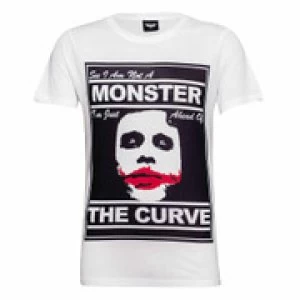 image of DC Comics Mens Batman The Joker The Curve T-Shirt - White - XL