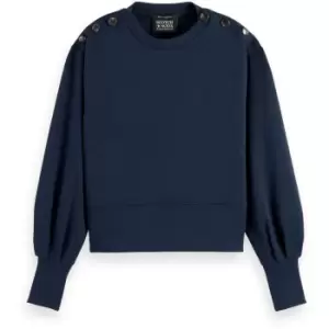 image of Scotch and Soda Button Crew Sweatshirt - Blue