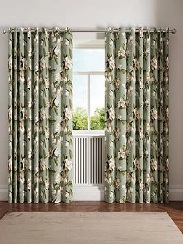 Image of Ted Baker 'Opal Floral' Cotton Lined Curtains in Navy Size: 228cm width x 137cm drop Navy Unisex 228cm width x 137cm drop