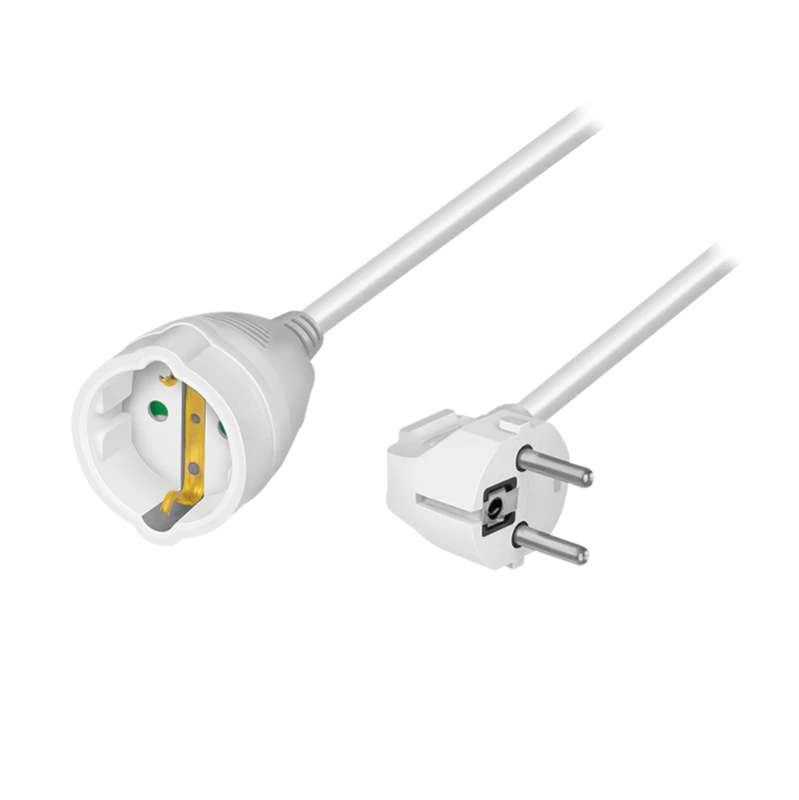 Image of LogiLink Power cord extension. CEE 7/7 (90 ) to CEE 7/3. white. 2 m