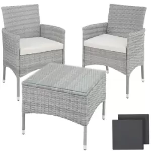 image of Tectake Lucerne Rattan Bistro Set - Grey/Cream