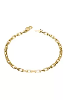 Image of Yellow Gold Plated Rectangle Link Chain Bracelet 21cm