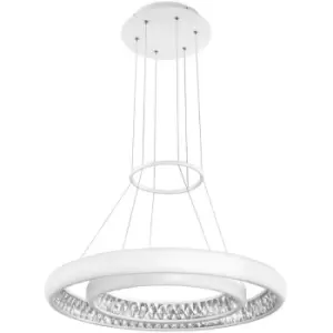 Image of Merano - Clovis Integrated LED Pendant Ceiling Light Outside Matt White Aluminium, Crystal Inside LED 60W 3600Lm 3000K