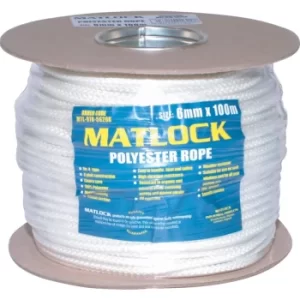 Image of NO.4 6MM 8PLT Polyester White Sash Cord 100M Reel