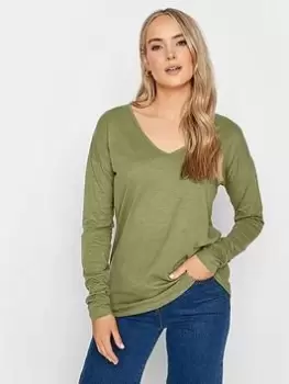 Image of Long Tall Sally 3 Pack Ls V Neck Cotton Slub Tee Black,khaki, Dark, Red, Black, Size 12, Women