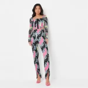 Missguided Stretch Poplin Split Front Trouser - Multi