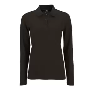 Image of SOLS Womens/Ladies Perfect Long Sleeve Pique Polo Shirt (L) (Black)