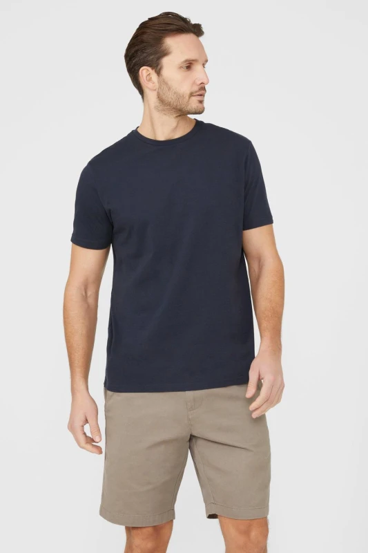 Image of Debenhams Debenhams Men Cotton Crew Neck T-Shirt in Navy Size: Small Navy S Male 5045724361872
