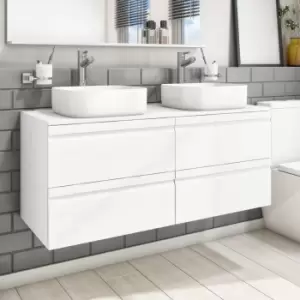 image of 1200mm Wall Hung 4 Drawer Vanity Unit White - Boston