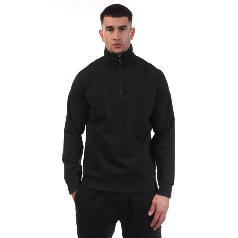 Image of Lyle and Scott Panelled Hybrid Quarter Zip Black male M