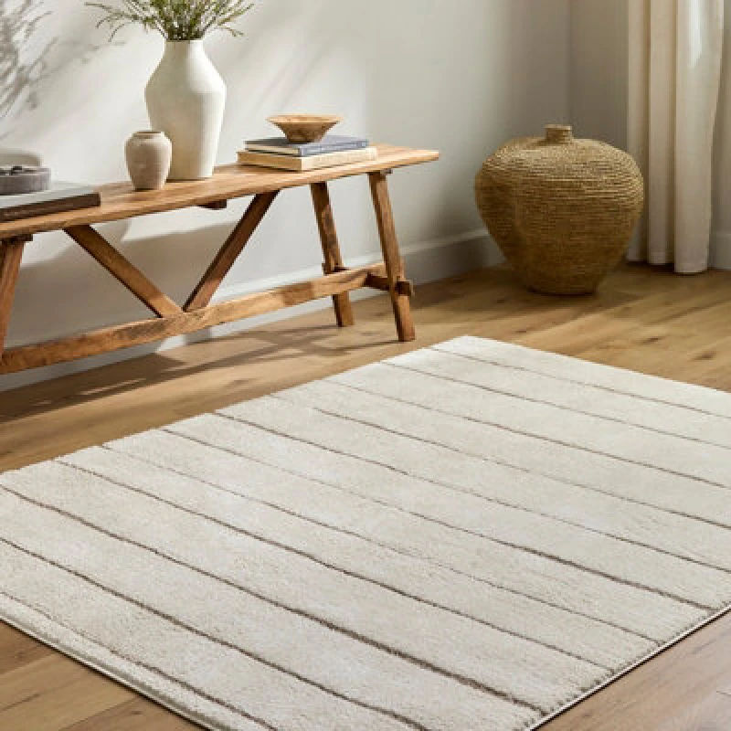 Image of Livabliss Our Pnw Home-Cascade Ivory Brown Modern High Pile Living Dining Rug in Light Brown Size: 160cm x 215cm Light Brown Unisex 160cm x 215 c