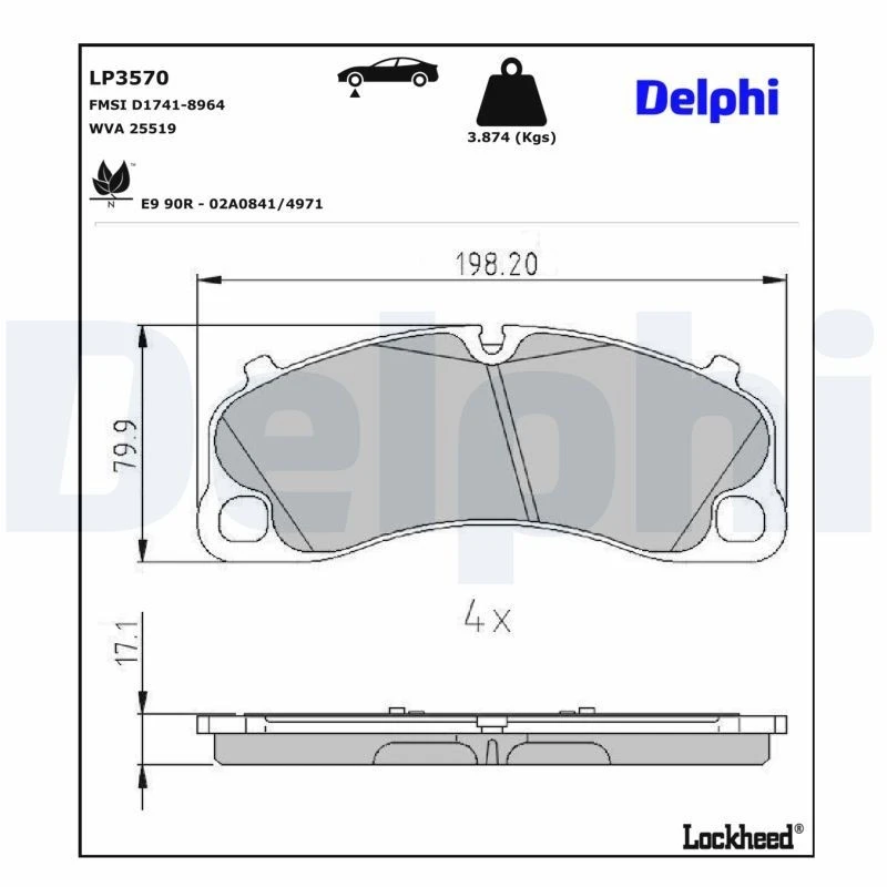 Image of DELPHI Brake pad set DELPHI LP3570