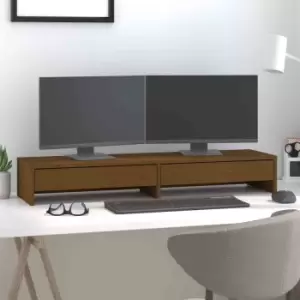 Image of Vidaxl Monitor Stand Honey Brown 100X27X15cm Solid Wood Pine
