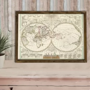 Image of Map053 Multicolor Decorative Framed MDF Painting