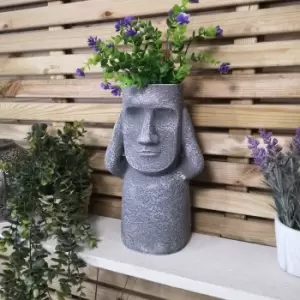 image of 30cm Easter Island Hear No Evil Garden Patio Decoration Sculpture Plant Pot