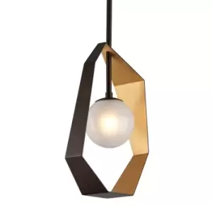 Image of Origami 1 Light Pendant Bronze With Gold Leaf, Glass
