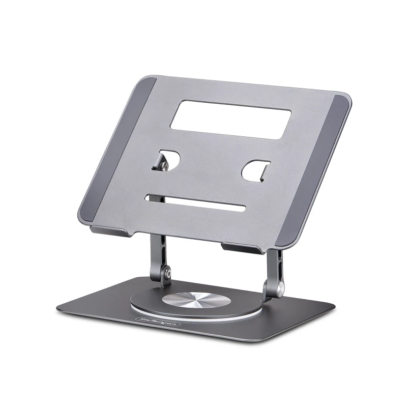 Image of StarTech.com StarTech.com Rotating Laptop Stand, 360 Swivel, Ergonomic Desk Riser for Computer, Elevated Tray w/ Adjustable Tilt, Max 11lb/5kg, Alumin