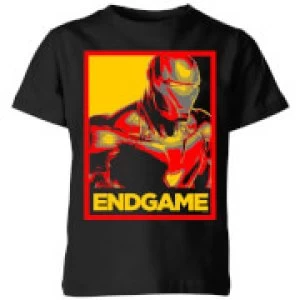 image of Avengers Endgame Iron Man Poster Kids T-Shirt - Black - 5-6 Years