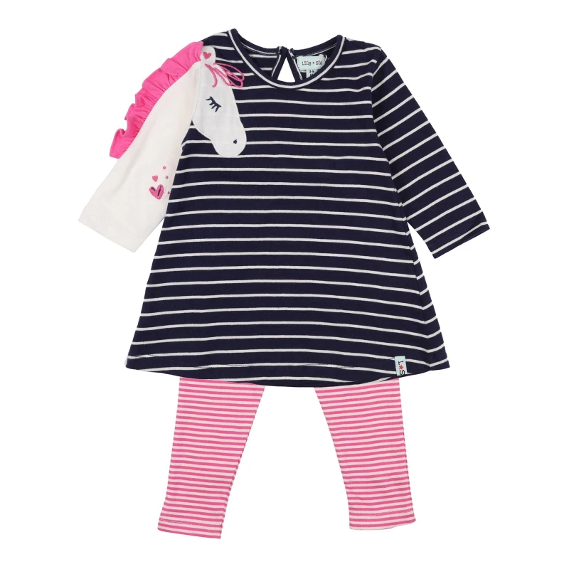 Image of Lilly + Sid Horse Sleeve Dress & Leggings Set Multi unisex