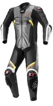 Image of Alpinestars Missile V2 Ignition Leather Suit 1 PC Metal Gray Black Yellow Red Fl 52