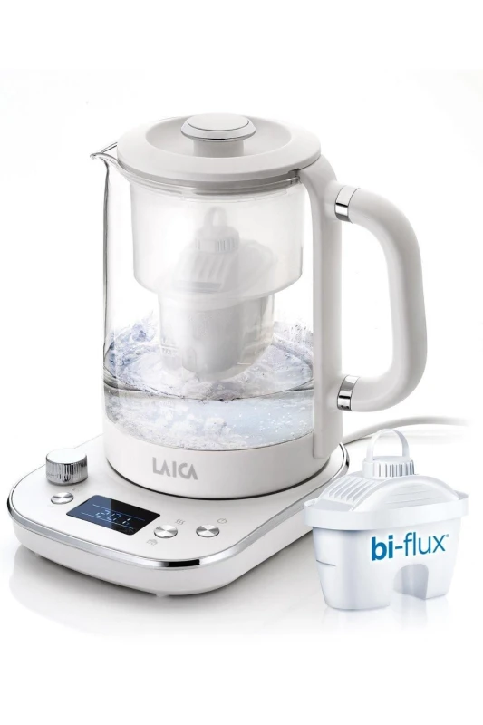 Image of LAICA ISEO Water Filter Kettle, 1L Filtered Capacity, 7 Temp Settings & Warm Function White unisex